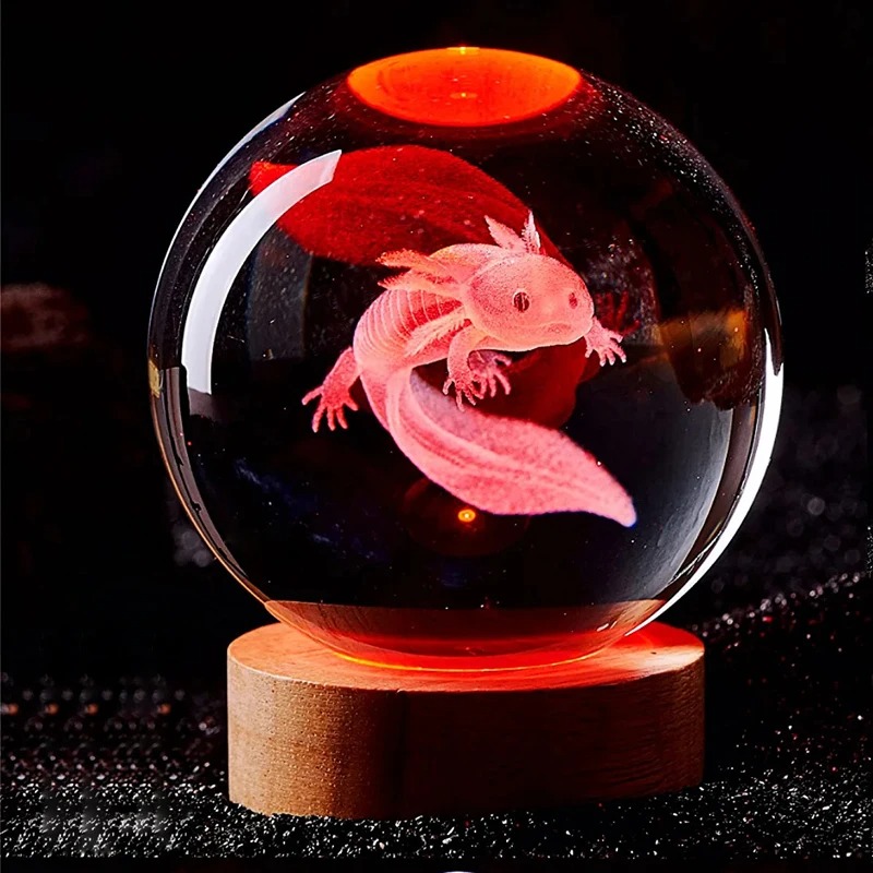 3D Axolotl Laser Engraved Crys - Floating Nightstand With Led Light 评论和价格