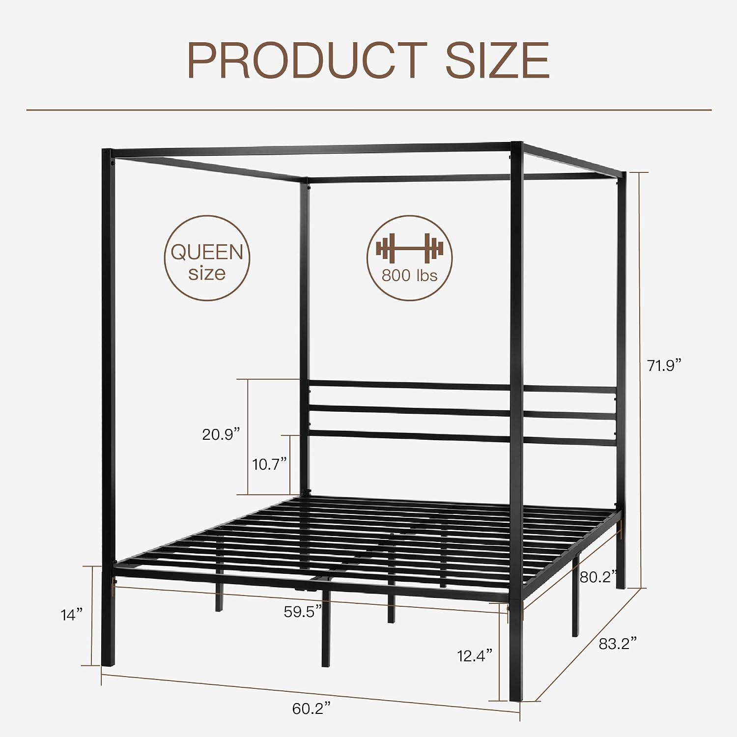 Queen Size Metal Canopy Bed Fr - Canopy Bed Frame Metal Queen 评论和价格