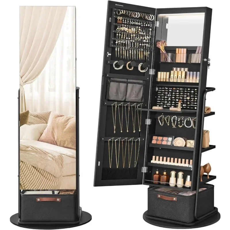 l 360° Swivel Mirrored Jewelry - Full Length Mirror Jewelry Armoire 评论和价格