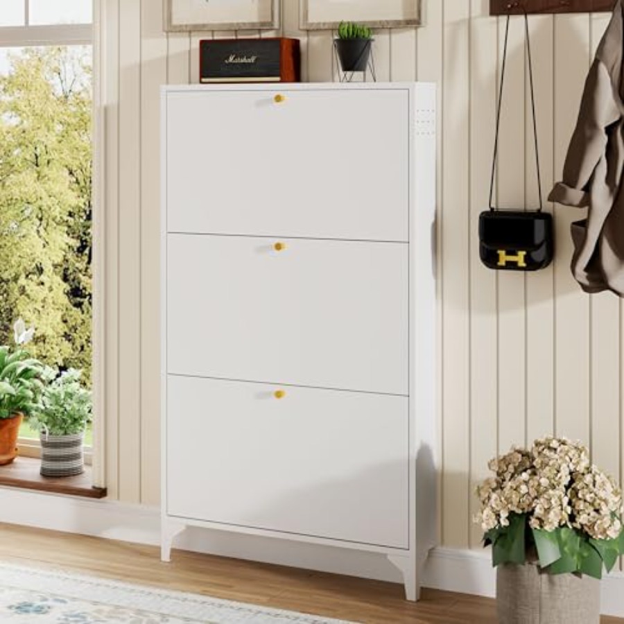 Freestanding Shoe Cabinet with - Shoe Rack Cabinet Narrow Entryway 评论和价格