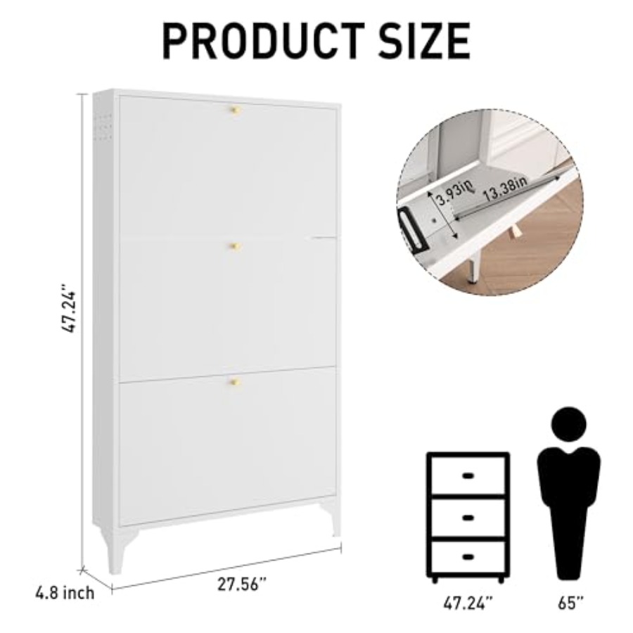 Freestanding Shoe Cabinet with - Shoe Rack Cabinet Narrow Entryway 评论和价格