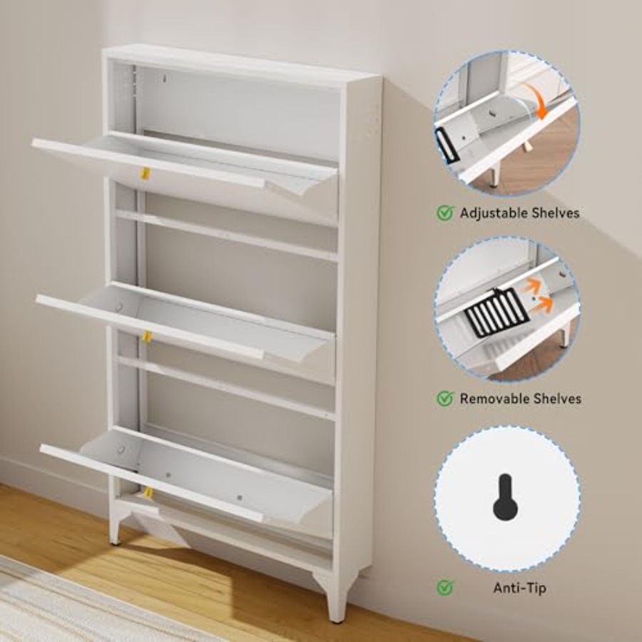 Freestanding Shoe Cabinet with - Shoe Rack Cabinet Narrow Entryway 评论和价格